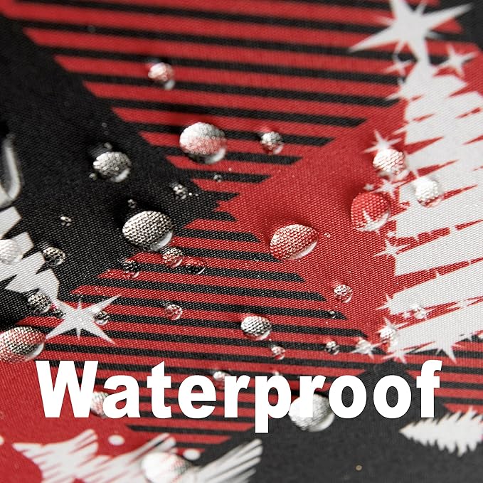 Red Waterproof Plaid Christmas Tree Tablecloth Fabric - Image 4