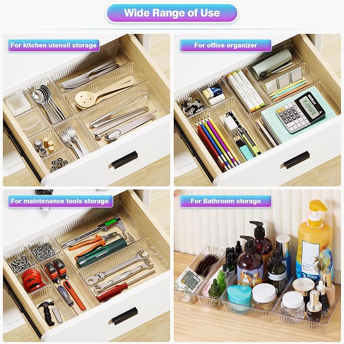 15 PCS Clear Plastic Drawer Organizer Set - Image 7
