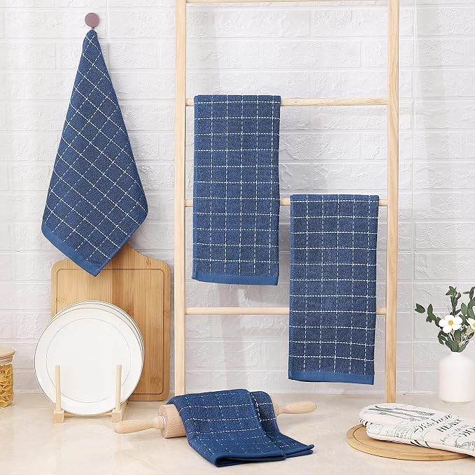 Homaxy 100% Cotton Terry Kitchen Towels, Checkered Designed, Soft and Super - Image 6