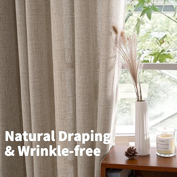 YoungsTex Dark Oatmeal Linen Curtains 48 Inch Length - Image 5