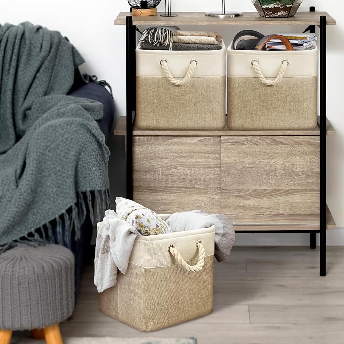 SIMPLE HOUSEWARE Fabric Storage Cubes, 3 Pack - Image 6