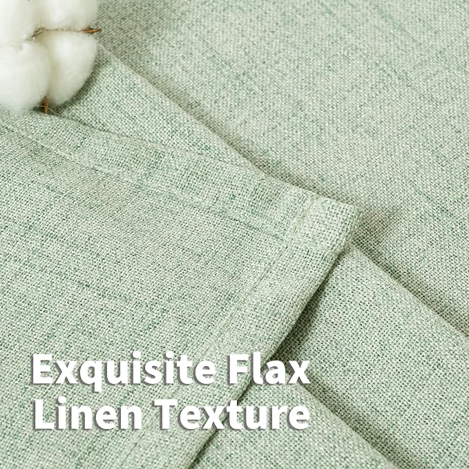YoungsTex Sage Green Linen Curtains 90 Inch Length Living Room, Textured Semi - Image 4