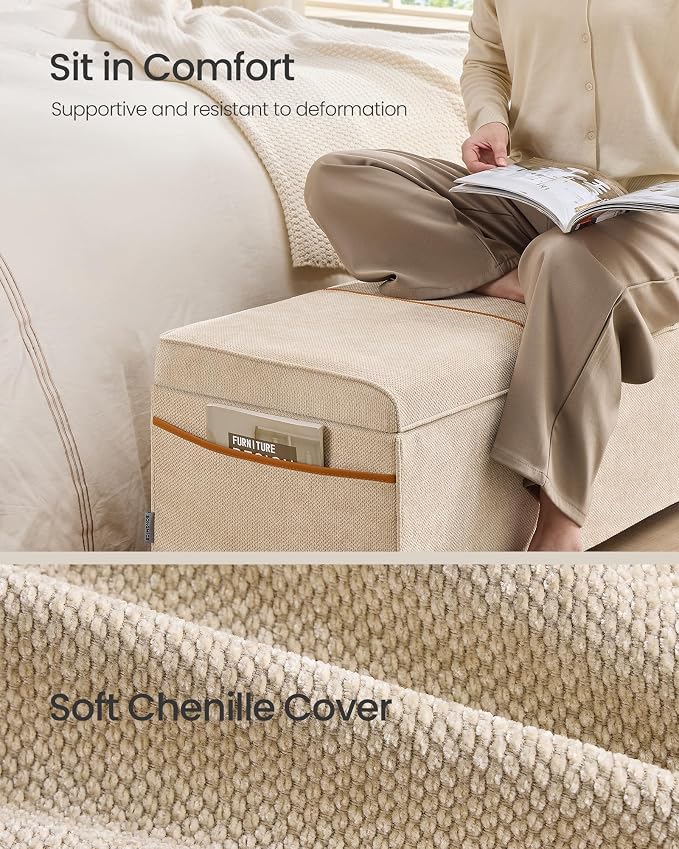 SONGMICS Storage Ottoman Bench, Storage Chest, 15.7 x 43.3 x 15.7 Inches - Image 4
