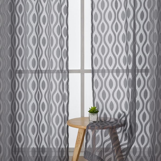 Aiyufeng Extra Long Grey Sheer Curtains 96 Inches Long - Image 3