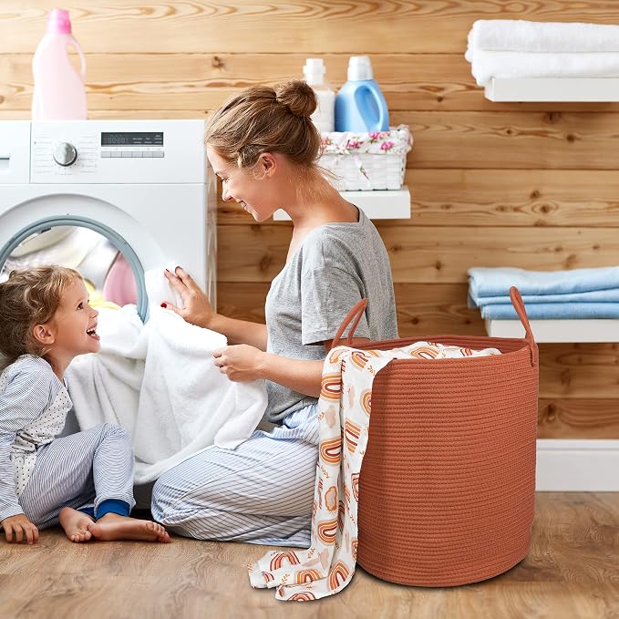 Cotton Rope Laundry Basket Hamper - Image 4