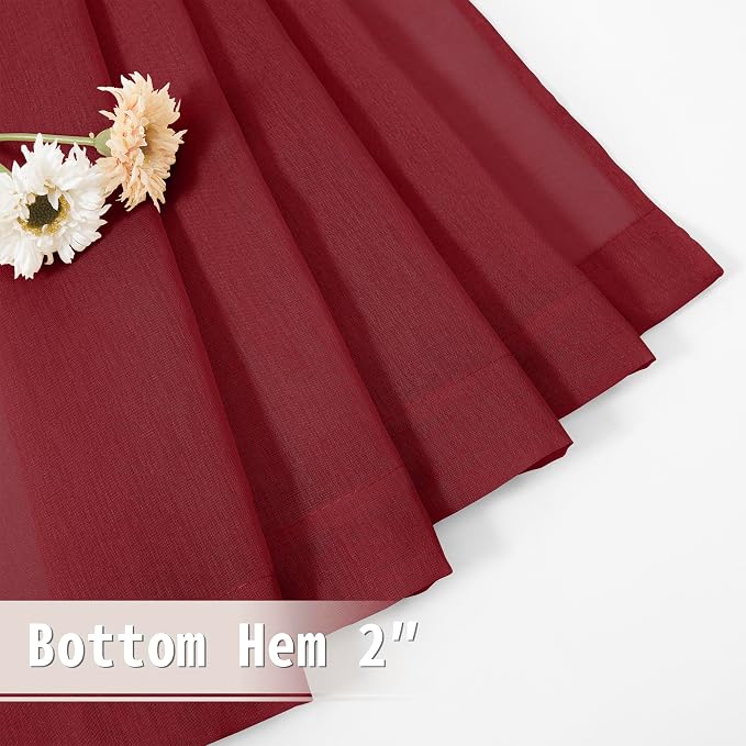 Tollpiz Short Sheer Door Curtain Closet Linen Textured Curtain Sheers Doorway - Image 7