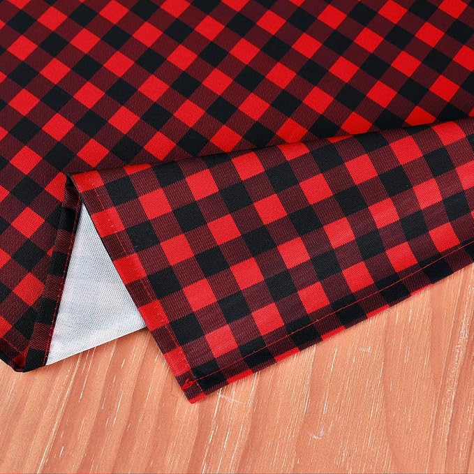 Red Waterproof Plaid Christmas Tablecloth Fabric - Image 7