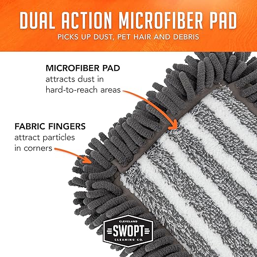 SWOPT 18” Microfiber Dust Mop + 60" Steel Handle, Combo — Includes Additional - Image 8