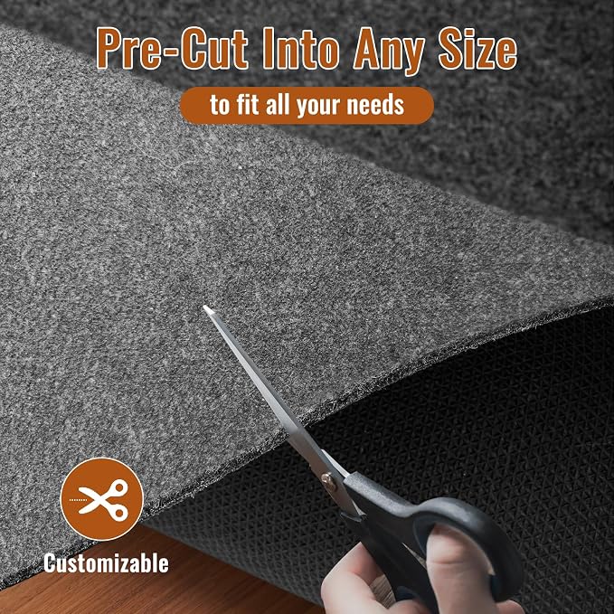 Felt Rug Pad, 8 x 10 Ft Rubber Non-Slip Rug Pad Gripper, Keep Rugs Secure and - Image 3