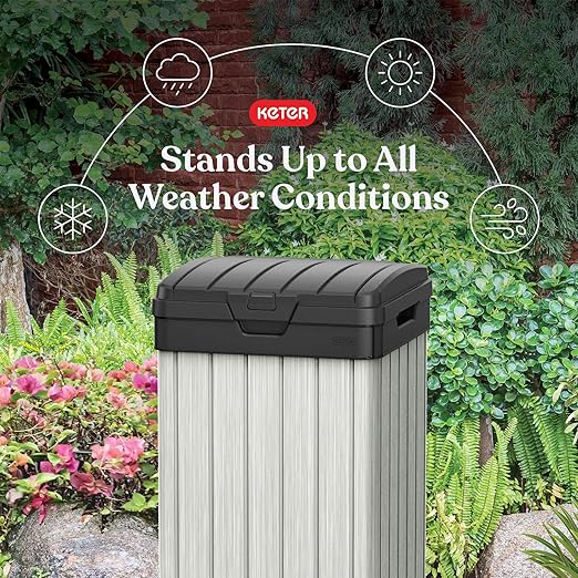 Keter Rockford Resin 38 Gallon Outdoor Kitchen Trash Can - Image 3