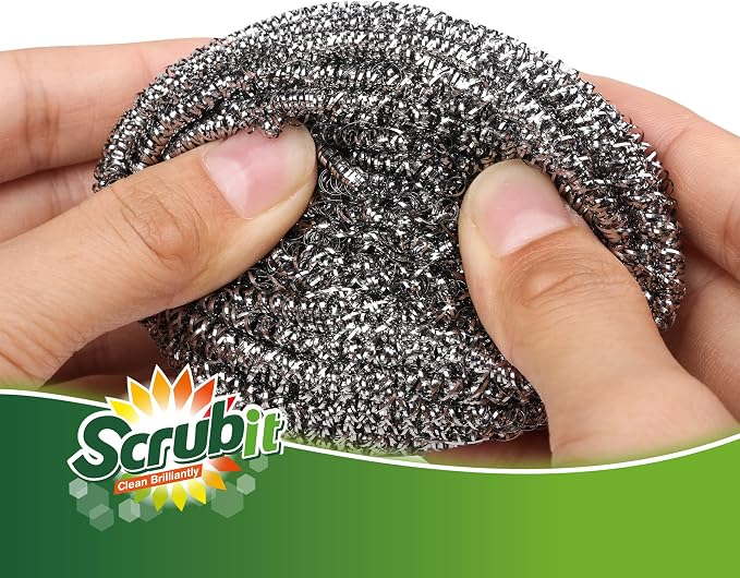 12 Pack Stainless Steel Scourers by Scrub It – Steel Wool Scrubber Pad Used - Image 9
