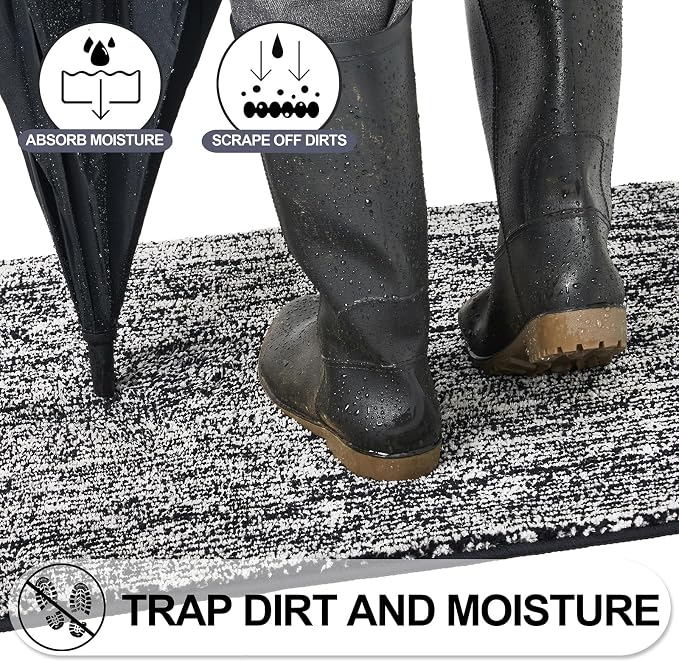 REFETONE Indoor Doormat, Front Door Mat 24"x36" Absorbent Rubber Backing Non - Image 3