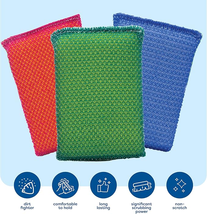 SCRUBIT Multi-Purpose Dish Scrub Sponge, Non Scratch Scouring Pads, Cleaning - Image 2