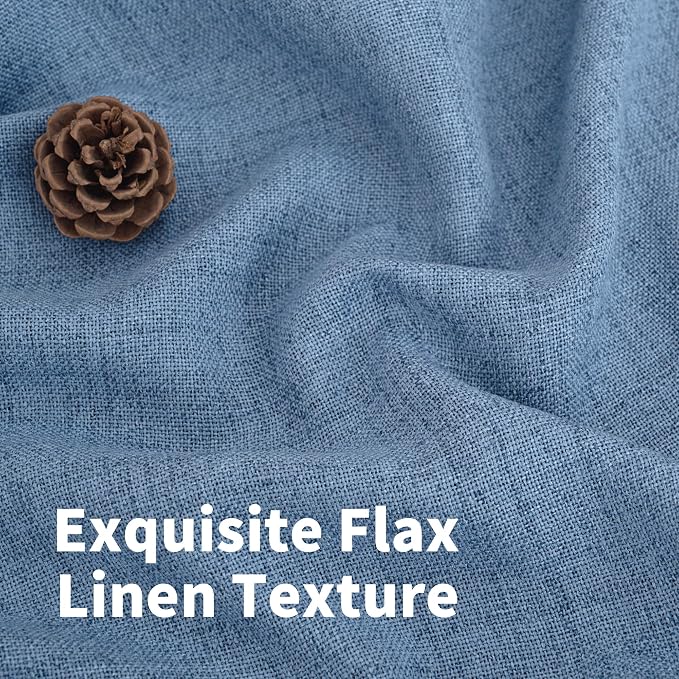 YoungsTex Denim Blue Linen Curtains 63 Inch Length - Image 4