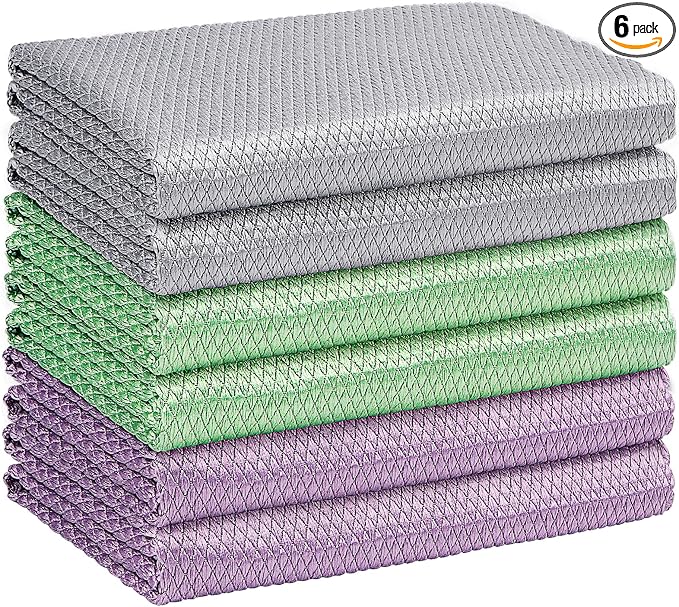 HOMEXCEL Microfiber Glass Cleaning Cloths-6PK, Stainless Steel, Premium by HOMEXCEL