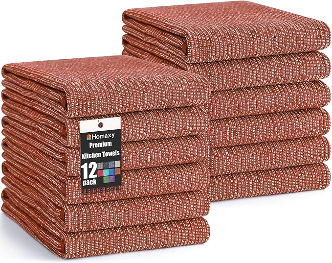 Homaxy Premium Kitchen Towels, Large Cotton Kitchen Hand Towels, Flat and Terry by Homaxy