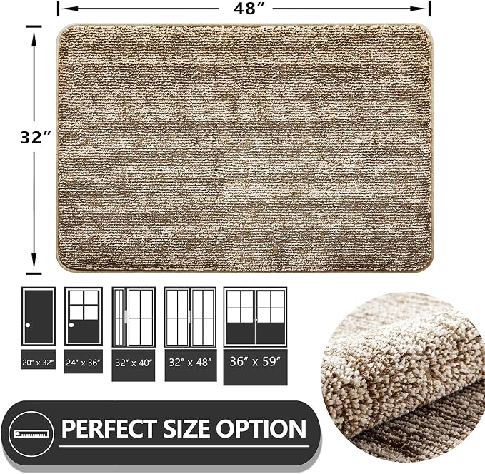 REFETONE Indoor Doormat, Front Door Mat 32"x48" Absorbent Rubber Backing Non - Image 2
