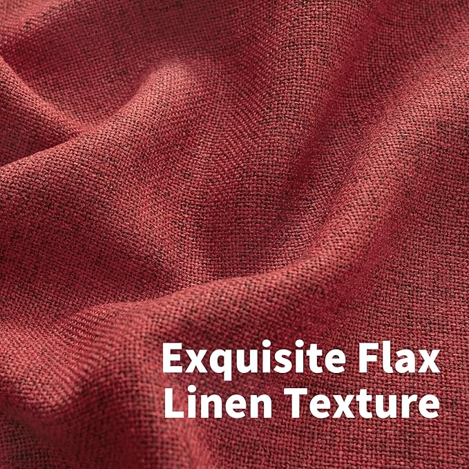 YoungsTex Red Linen Curtains 63 Inch Length 2 Panels - Image 4