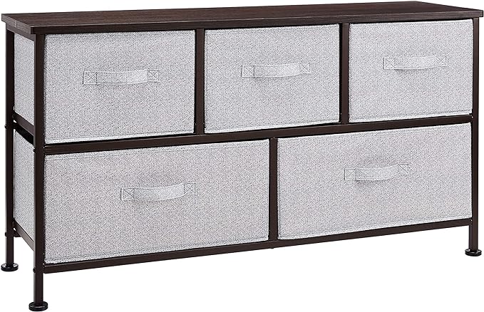 Amazon Basics Extra Wide Fabric 5-Drawer Storage Organizer Unit by AmazonBasics