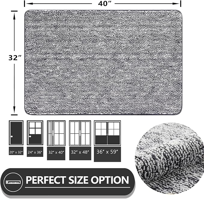 REFETONE Doormat, Indoor Absorbent Non Slip Dark Grey Doormat, Resist Dirt - Image 2