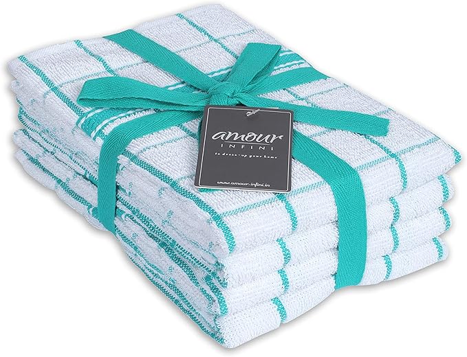 AMOUR INFINI Terry Cotton Kitchen Towels 4-Pack by AmourInfini