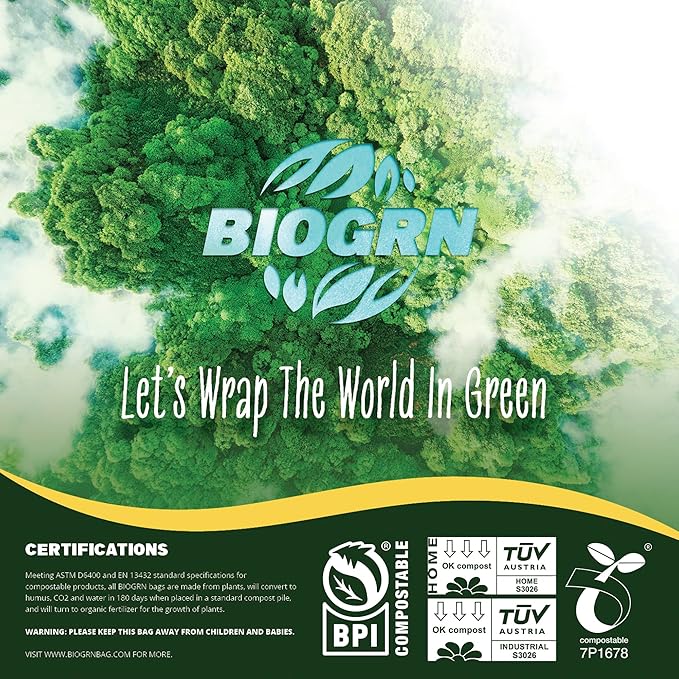 2.6-3 Gallon Compostable Trash Bags Drawstring 50 Bags Extra Thick 1 Mil 11.36 - Image 6