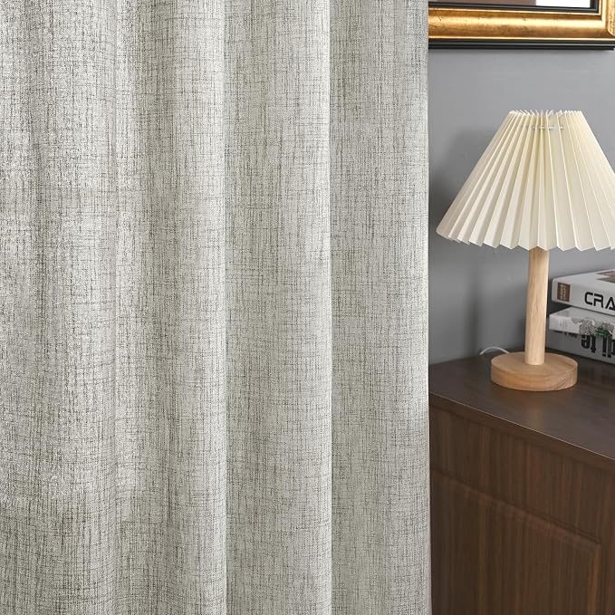 YoungsTex Dark Grey Linen Semi Sheer Curtains 2 Panels - Image 6