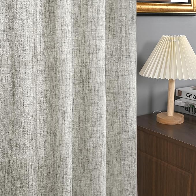 YoungsTex Dark Grey Light Filtering Curtains 84 Inch Length, Linen Drapes Semi - Image 6