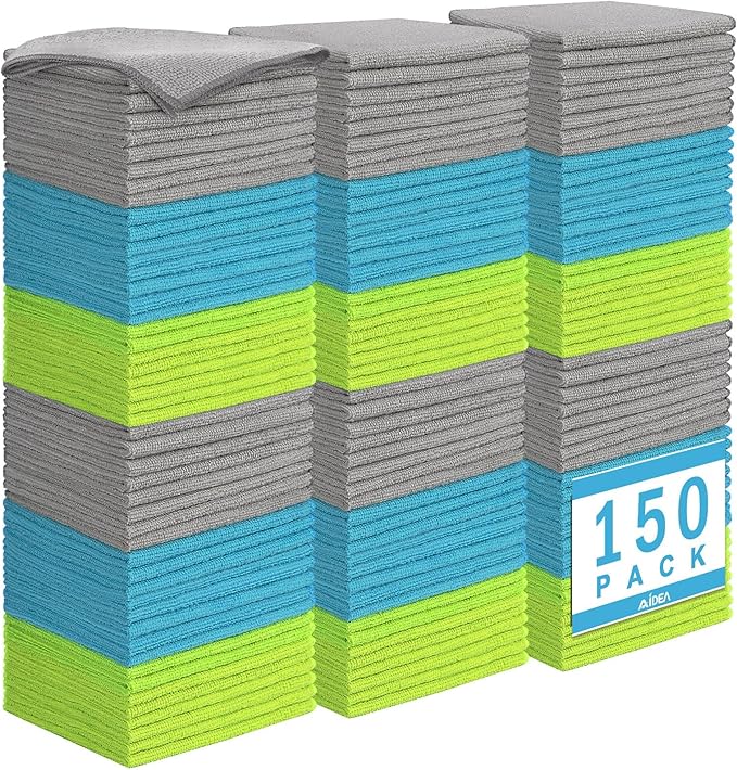 AIDEA Microfiber Cleaning Cloth-150PK, Soft Microfiber Towels by AIDEAHOME