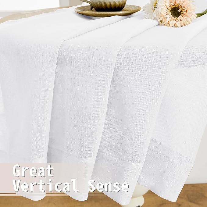 Tollpiz Short Sheer Door Curtains Closet Linen Textured Curtains Sheer Doorway - Image 6