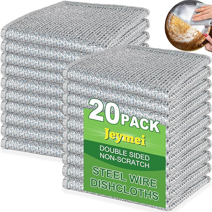 20pcs Non Scratch Wire Dishcloth Multipurpose Wire Dishwashing Rag by Jeymei