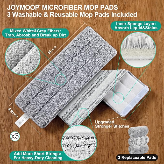 JOYMOOP Mop and Bucket with Wringer Set, Flat Squeeze Mop with Bucket, Dust Mop - Image 7
