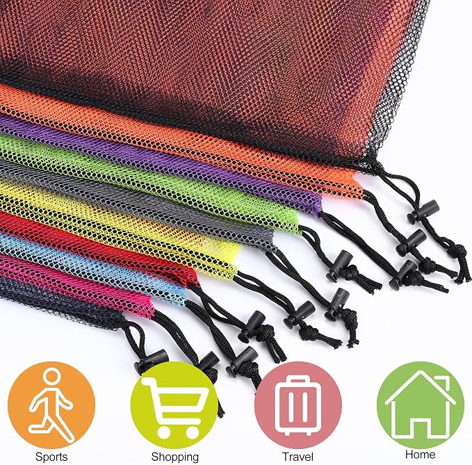 iMucci 13"X15.5" 24Pcs Mesh Laundry Drawstring Bag Nylon Drawstring Gym Bag - Image 4
