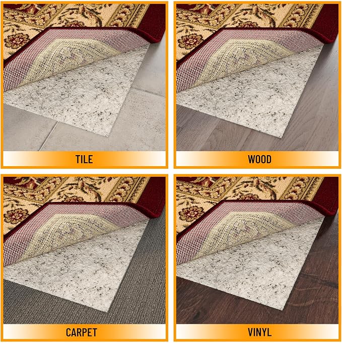 Ottomanson 7'8" x 12' Non-Slip Rug Pad Gripper 1/12 Inch Ultra Thin Dual - Image 4