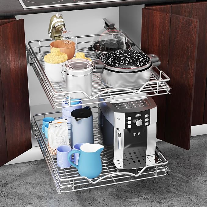HOLDN’ STORAGE Two Tier Pull Out Cabinet Organizer, Individual Sliding Drawers - Image 7