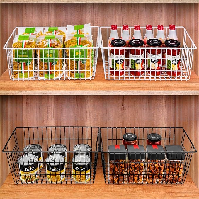SANNO Freezer Baskets Wire Storage Baskets Closet Baskets Bin Farmhouse - Image 3