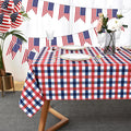 Patriotic Party Plaid Tablecloth Fabric by Essifunia