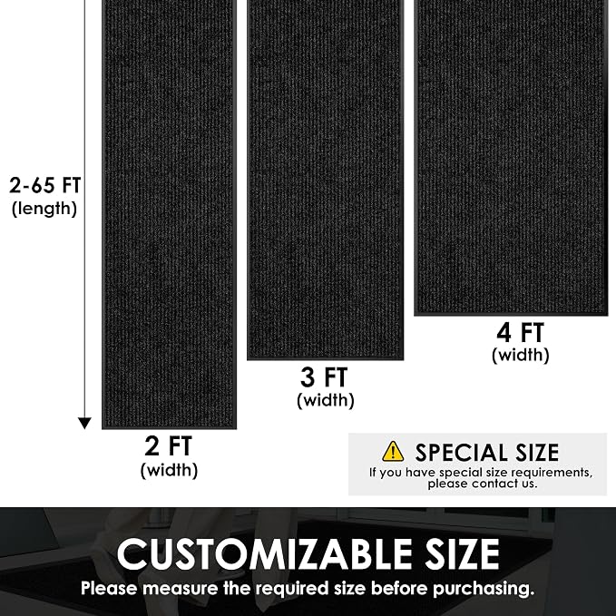 2′ x 24′ Front Door Mat Indoor Outdoor Entrance, Commercial Floor Mat Heavy - Image 2