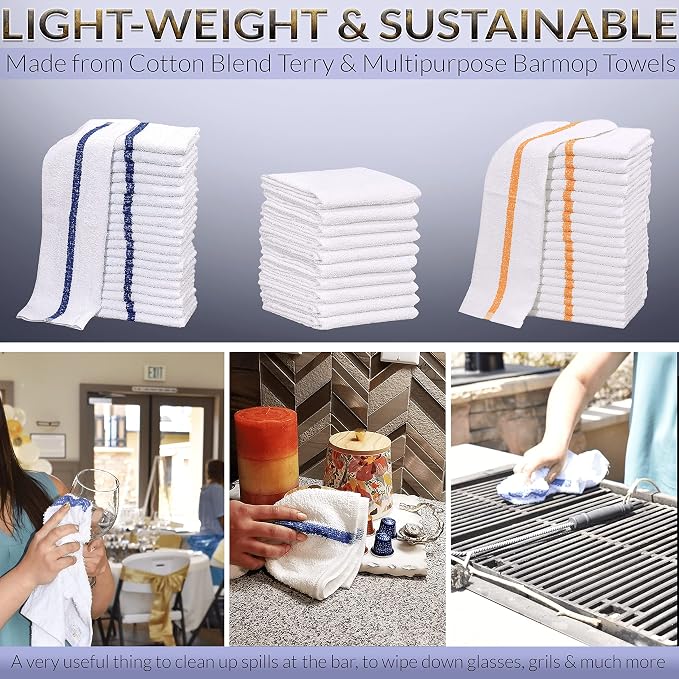 New Cotton Blend White Restaurant Bar Mops Kitchen Towels - Image 3