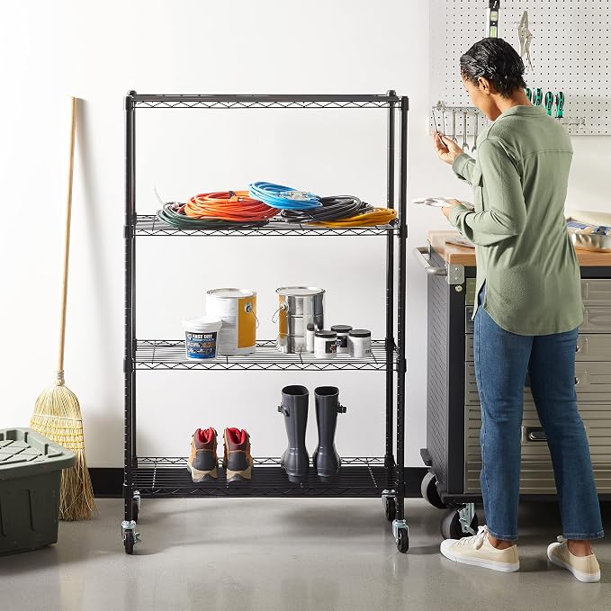 Amazon Basics 4-Shelf Adjustable Heavy Duty Steel Wire Rack Storage Shelving - Image 6