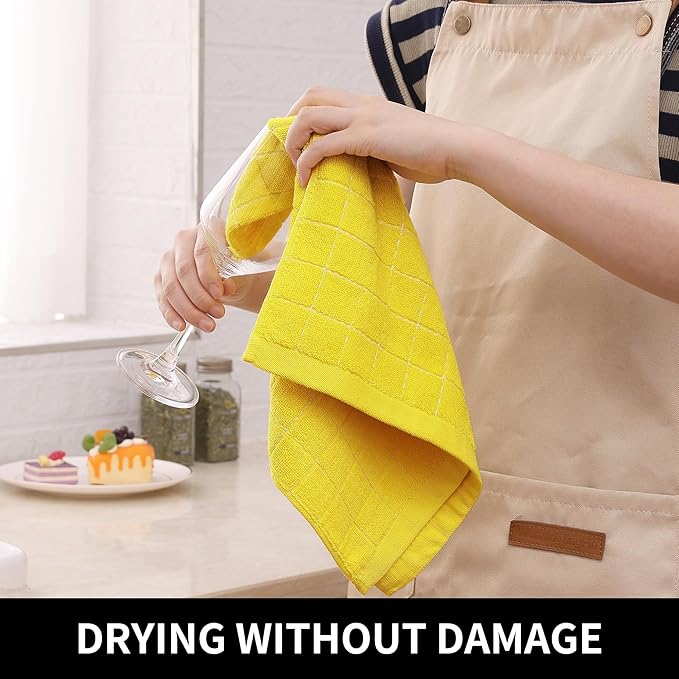 Homaxy 100% Cotton Terry Kitchen Towels, Checkered Designed, Soft and Super - Image 4