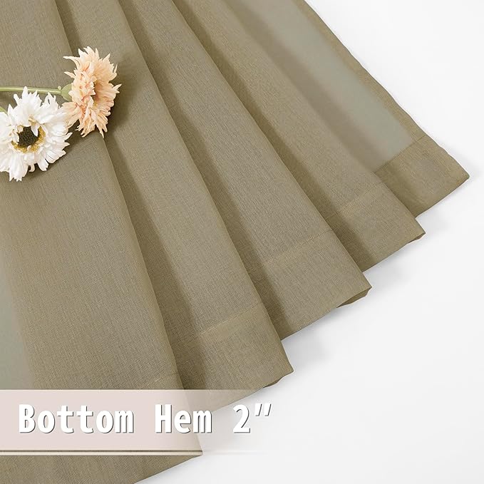 Tollpiz Small Sheer Door Curtain Closet Linen Textured Curtain Sheers Doorway - Image 7