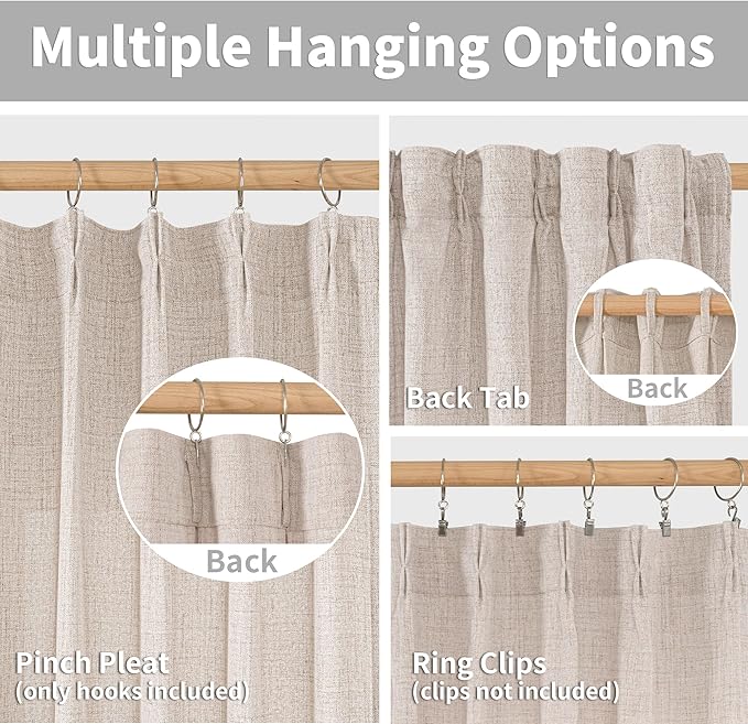 YoungsTex Linen Semi Sheer Curtains 90 Inch Length 2 Panels - Image 5