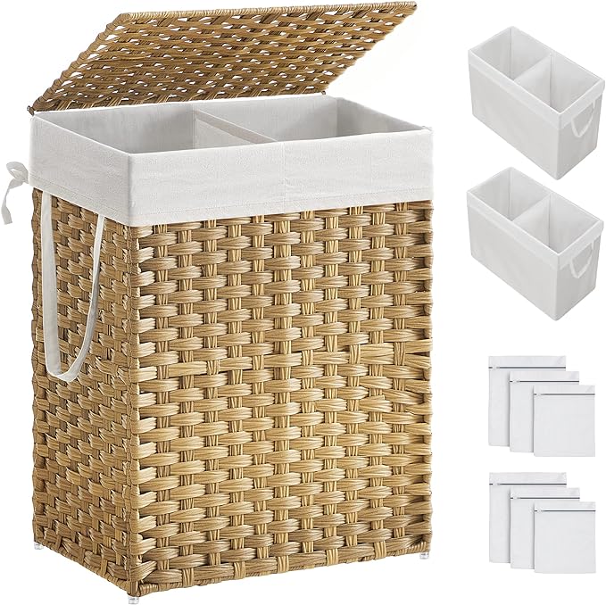 SONGMICS Laundry Hamper with Lid, 90L Clothes Hamper with 2 Removable Liner Bags by SONGMICSbySONGMICSHOME