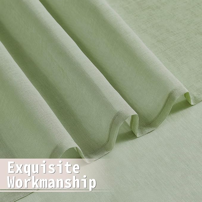Tollpiz Sheer Door Curtain Closet Linen Textured Curtain Sheers Doorway Light - Image 8