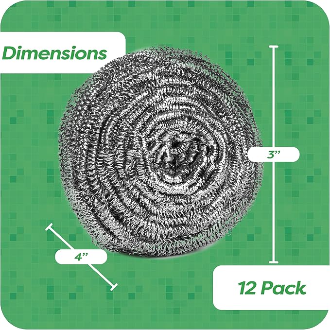 12 Pack Stainless Steel Scourers by Scrub It – Steel Wool Scrubber Pad Used - Image 8