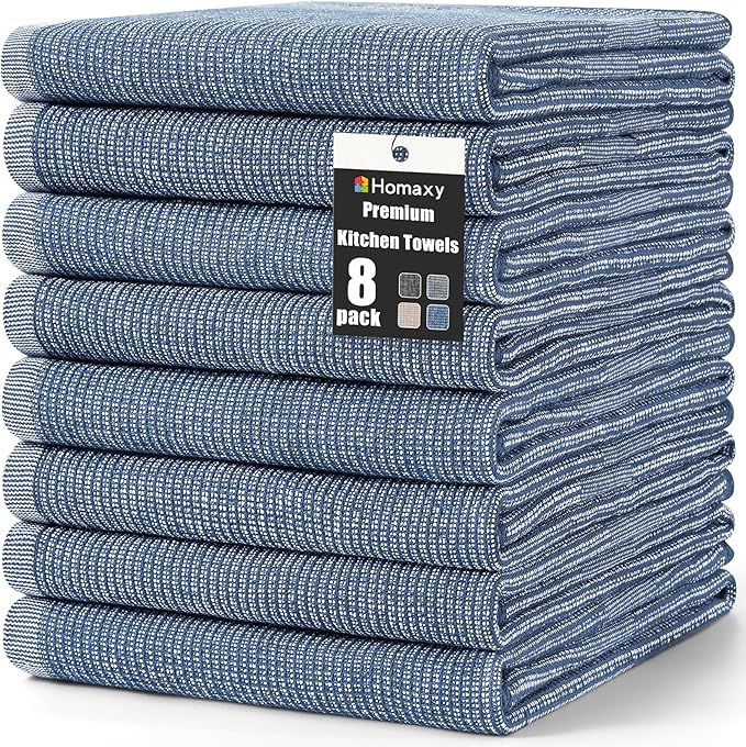 Homaxy Premium Kitchen Towels, Large Cotton Kitchen Hand Towels, Flat and Terry by Homaxy