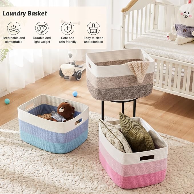 Blanket Basket, Rectangle Woven Baskets - Image 6