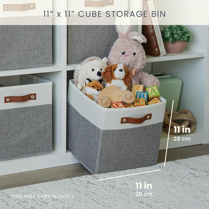 OrganiHaus 11x11 Fabric Cubes Storage Bins Set of 4, Foldable Collapsible - Image 2