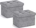 Ornavo Home Small Storage Ottoman, Foldable Collapsible Rectangle Linen Ottoman by OrnavoHome